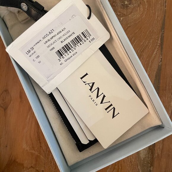 Lanvin Leather Necklace Card holder, black and white psychadelic pattern - Picture 10 of 11